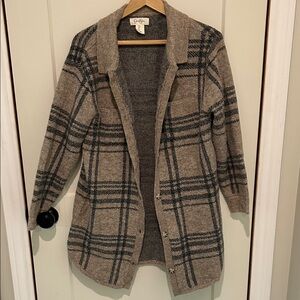 Jessica Simpson Plaid Cardigan - Gray and Tan